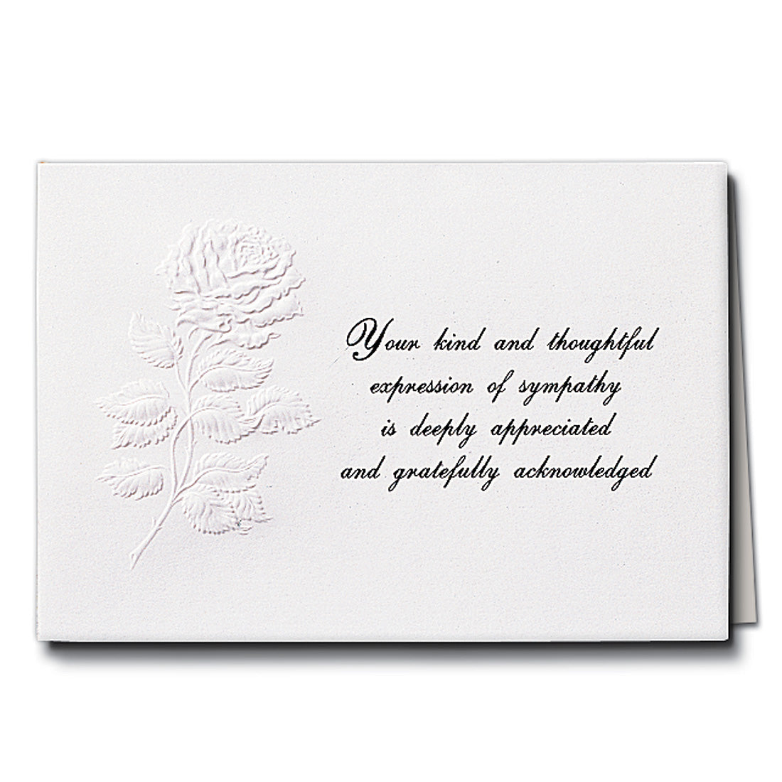 Acknowledgement Card; Embossed Long Stem Rose