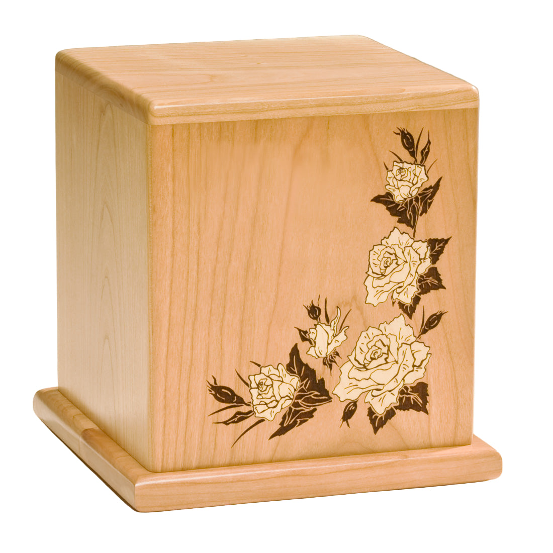 Forever Roses Natural Cherry Wood Urn