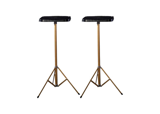 Set of Two 31" Gold Stands w/8" Tops