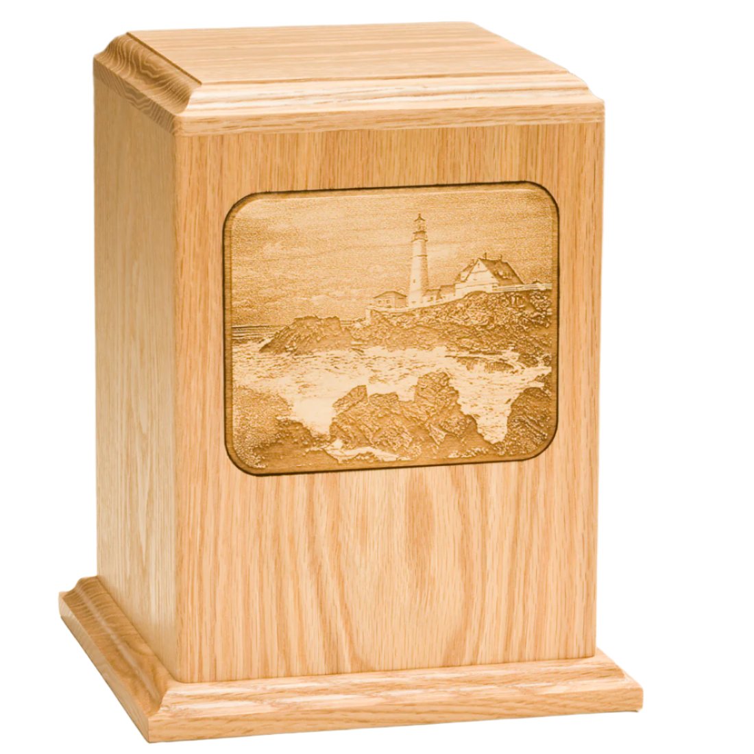 Etched Image Wood Urns