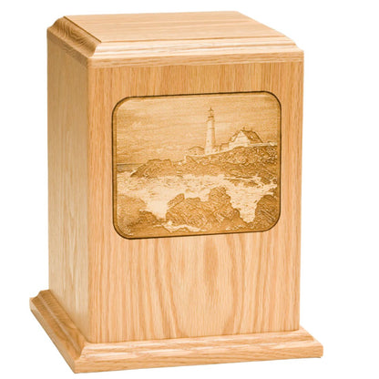 Etched Image Wood Urns