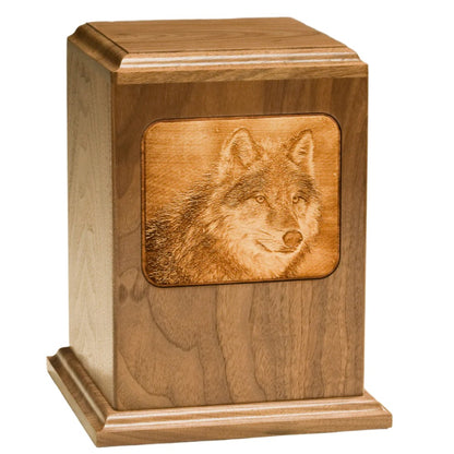 Etched Image Wood Urns