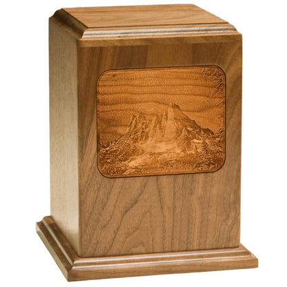 Etched Image Wood Urns