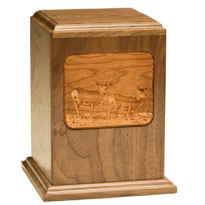 Etched Image Wood Urns