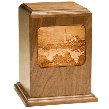 Etched Image Wood Urns
