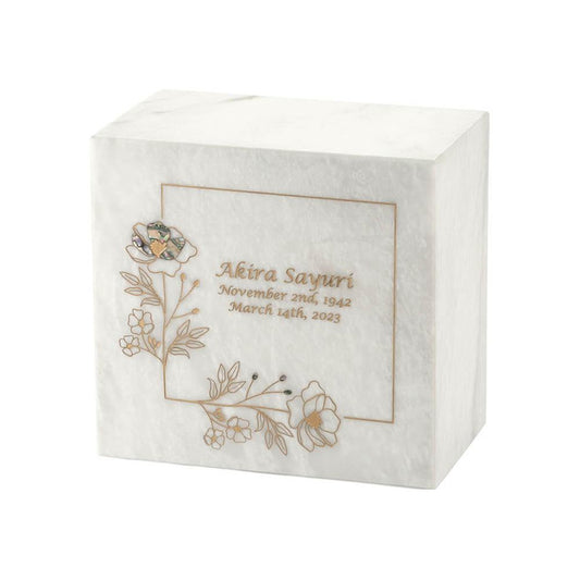 White-Gold Wildflower Urn