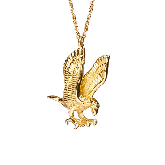Soaring Eagle Cremation Pendent: 14k Gold Plated